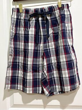 Men's Plaid Boxers - Navy, White, Red